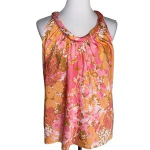 Talbots Pink and Orange Floral Blouse